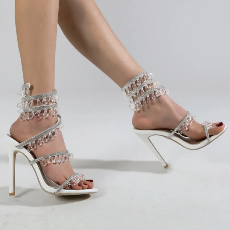 

Fashion Tassel Rhinestone High Heels Women's Sandals Stiletto Women's Pumps and Heels Banquet Woman's Shoes Босоножки Женские