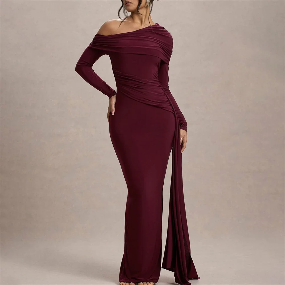 ROYET One Shoulder Pleat Elegant Simple Mermaid Evening Dress Sweep Train Floor Length Formal Prom Gown New 2025 Customized