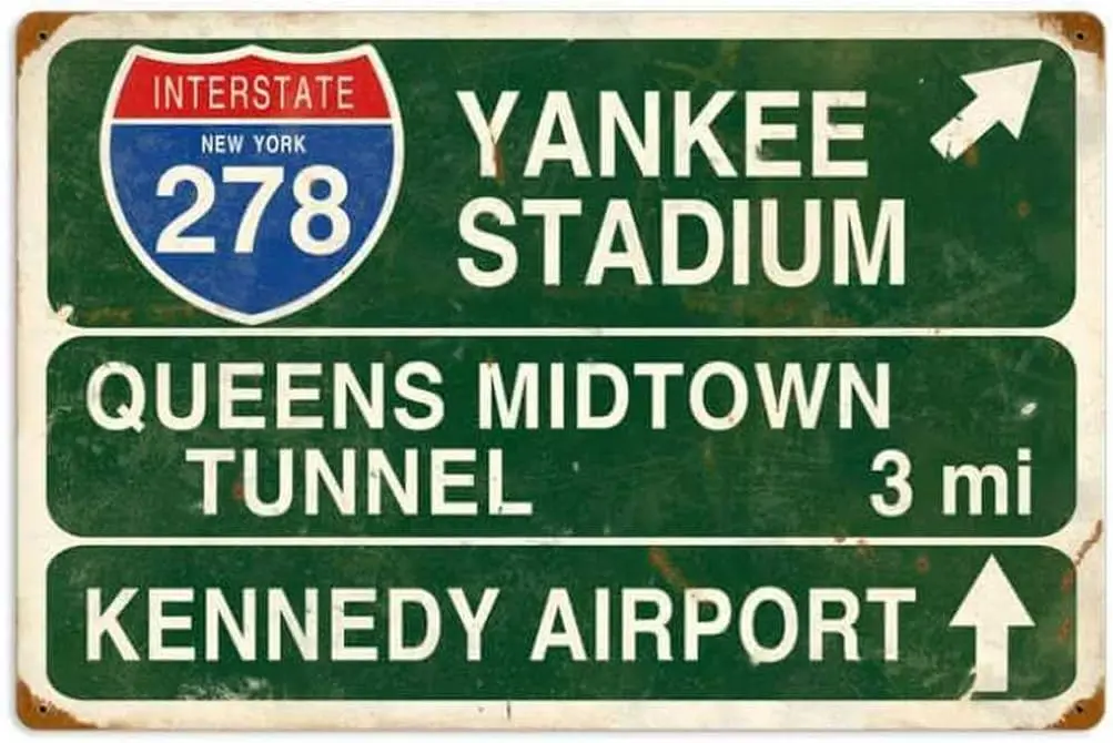 Ylens Yankee Vintage Retro Rustic Stadium Metal Tin Sign Pub Store Wall Decor Art