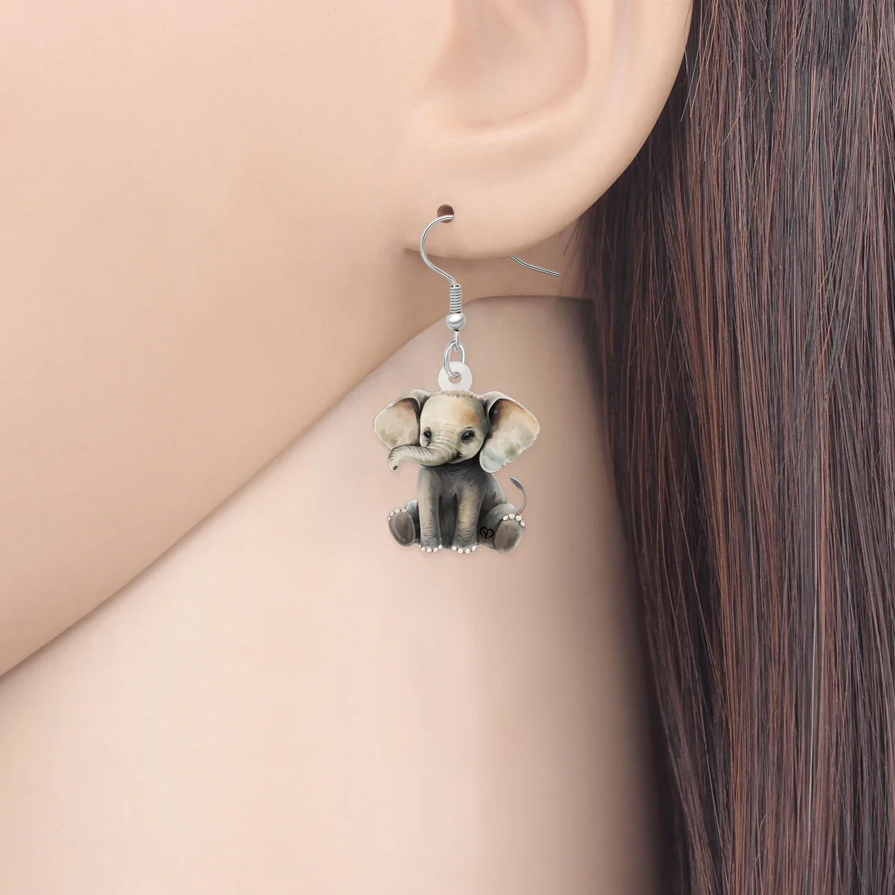 WEVENI Acrylic Cute Grey Elephant Drop Dangel Jungle Animal Earrings Drop Trendy Jewelry For Women Girls Kids Gifts