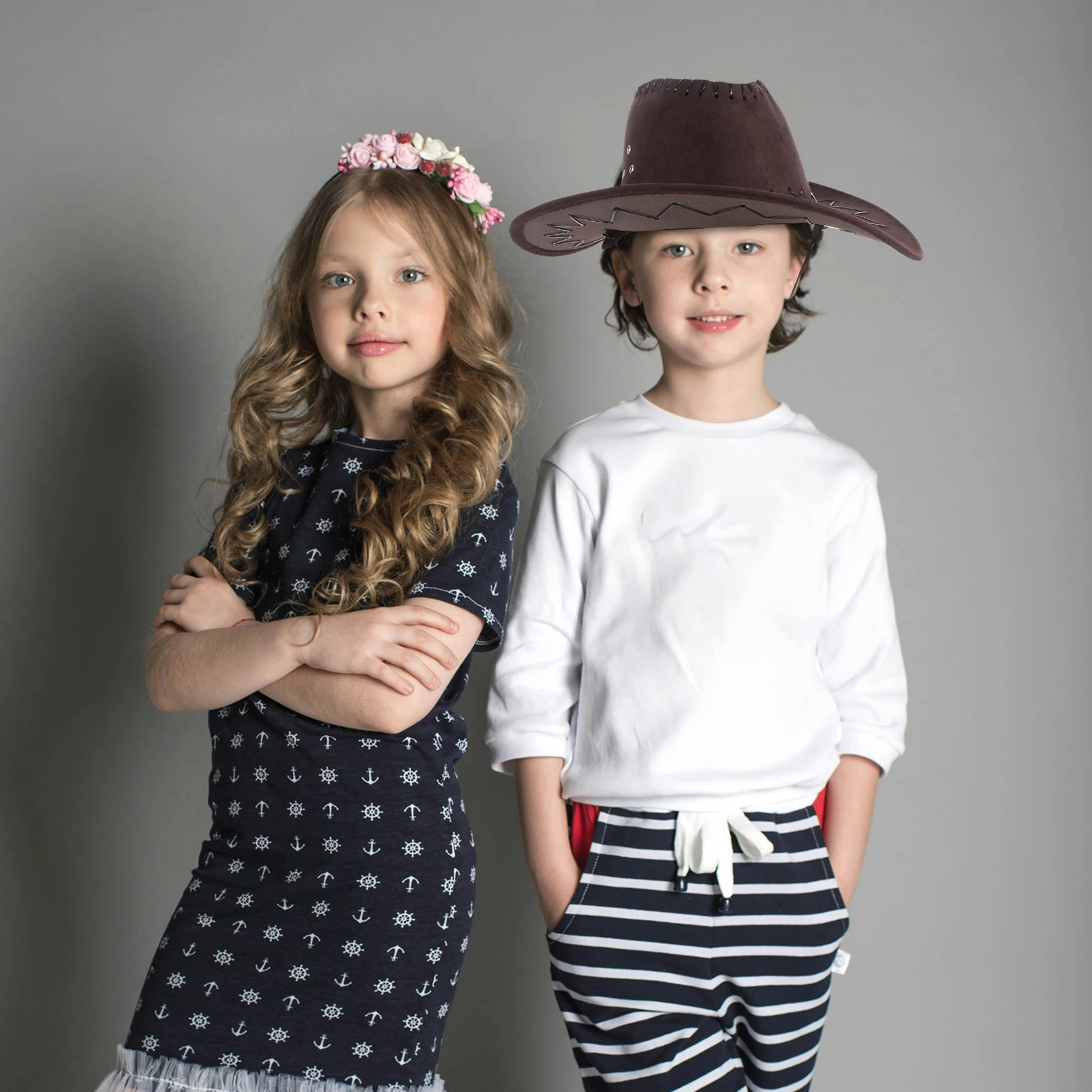 

4pcs Children Cowgirl Hat Costume Accessory Kids Hat for Cosplay Costume Party Festival Hats Western Dress Up