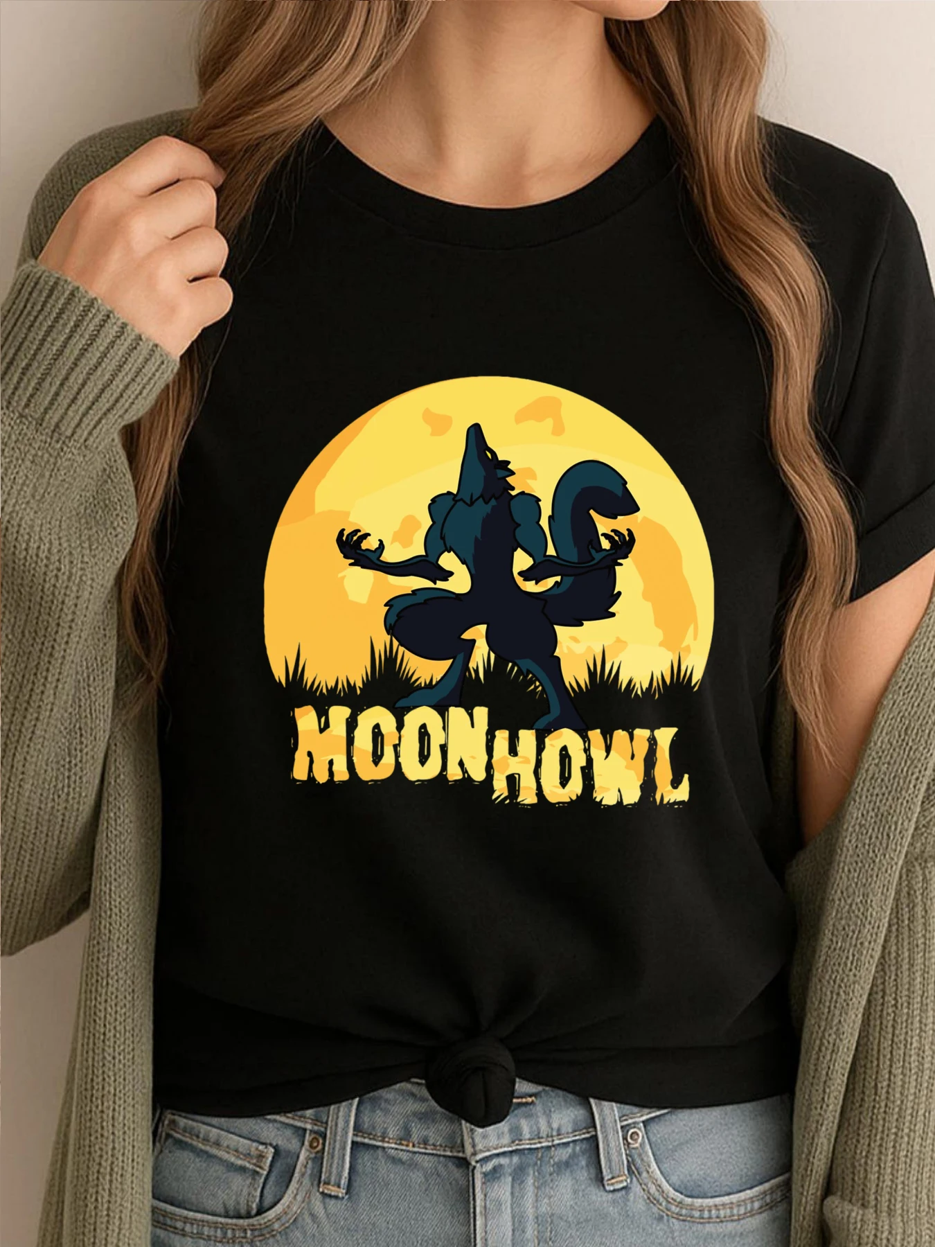 

Забавные футболки Moon Howl, мужские летние мужские футболки высокого качества, винтажные футболки, мужские удобные модные футболки с рисунком