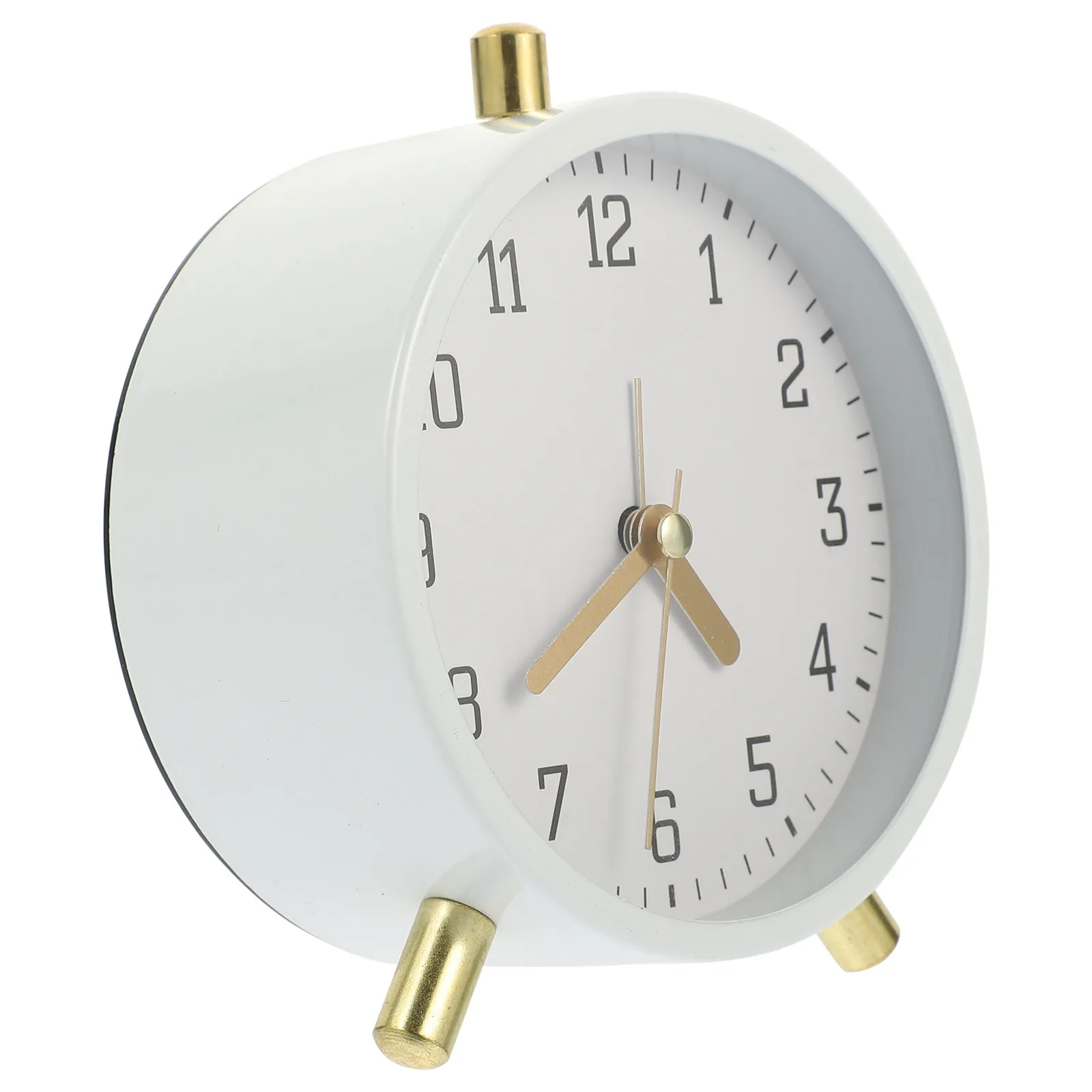 Silent Round Desktop Alarm Clock for Bedroom Living Room Office Kitchen Home Decor Metal Glass Construction Ticking Free Mute