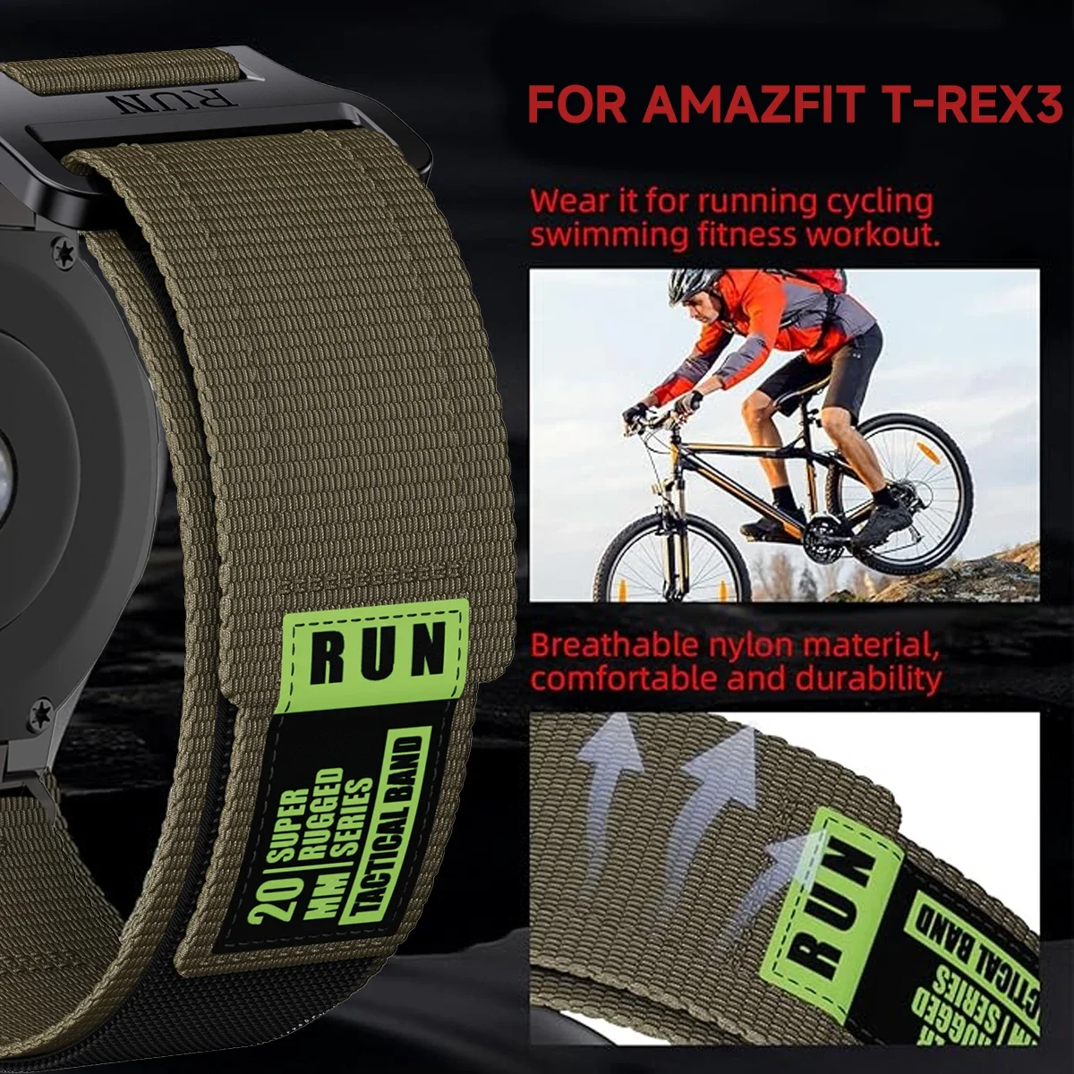 Nylon Strap For Amazfit T-rex  2 3 Ultra Watch Band For Huami Amazfit Trex Pro T Rex  Sport Belt Smartwatch Bracelet Accessories image 3