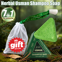 Usman Grass & Platycladus Herbal Shampoo Soap Natural Hair Loss Treat Strengthens Roots Controls Oil Cleanses Scalp Hair Growth