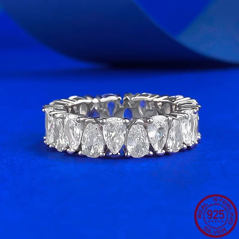 New s925 sterling silver irregular water droplet full diamond ring, European and American fashion ins ring, wedding jewelry