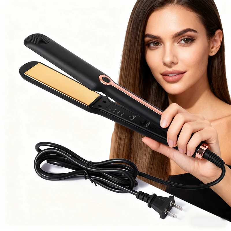 Fer à lisser professionnel 2 en 1, fer plat en céramique, plaque large à ions négatifs, fer à lisser réglable à température