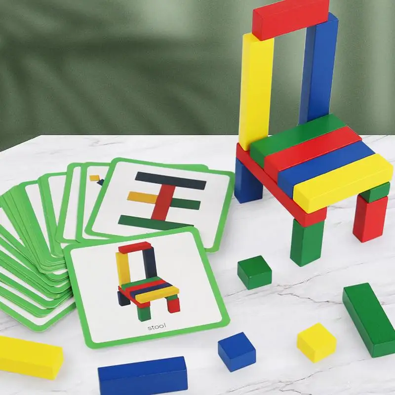 

Wood Block Puzzle Geometric Shape Puzzle With Cards Preschool Education Activity Development Toys For Kids Ages 3