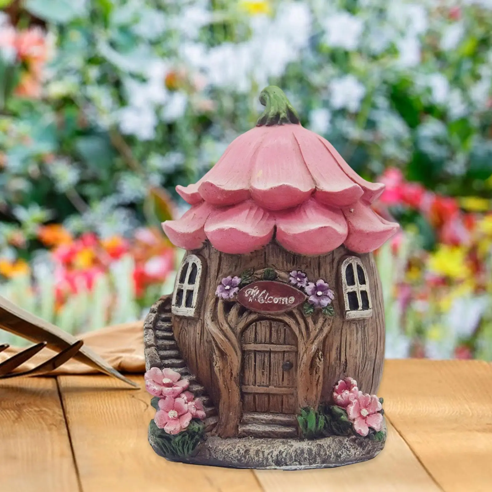 

Mushroom Fairy House Figurine Decoration Craft Resin Sculpture Miniature for