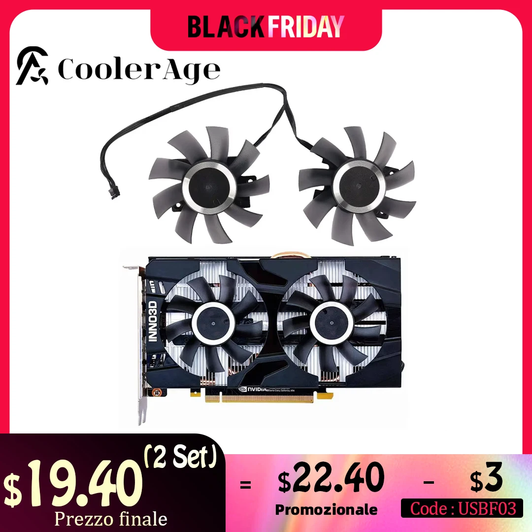 Video Card Fan For INNO3D GeForce GTX 1660 Ti 1660 RTX 2060 Twin X2 75MM CF-12815S  GTX1660Ti GTX1660 RTX2060 GPU Fan