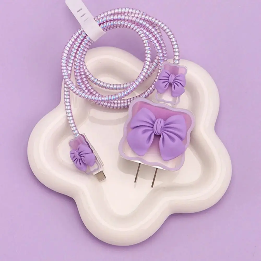 Charger Protector Cable Organiser Protection Sleeve 3D Bow Data Cable Pack TPU Soft Cord Winder Kit Mobile Phone Cable