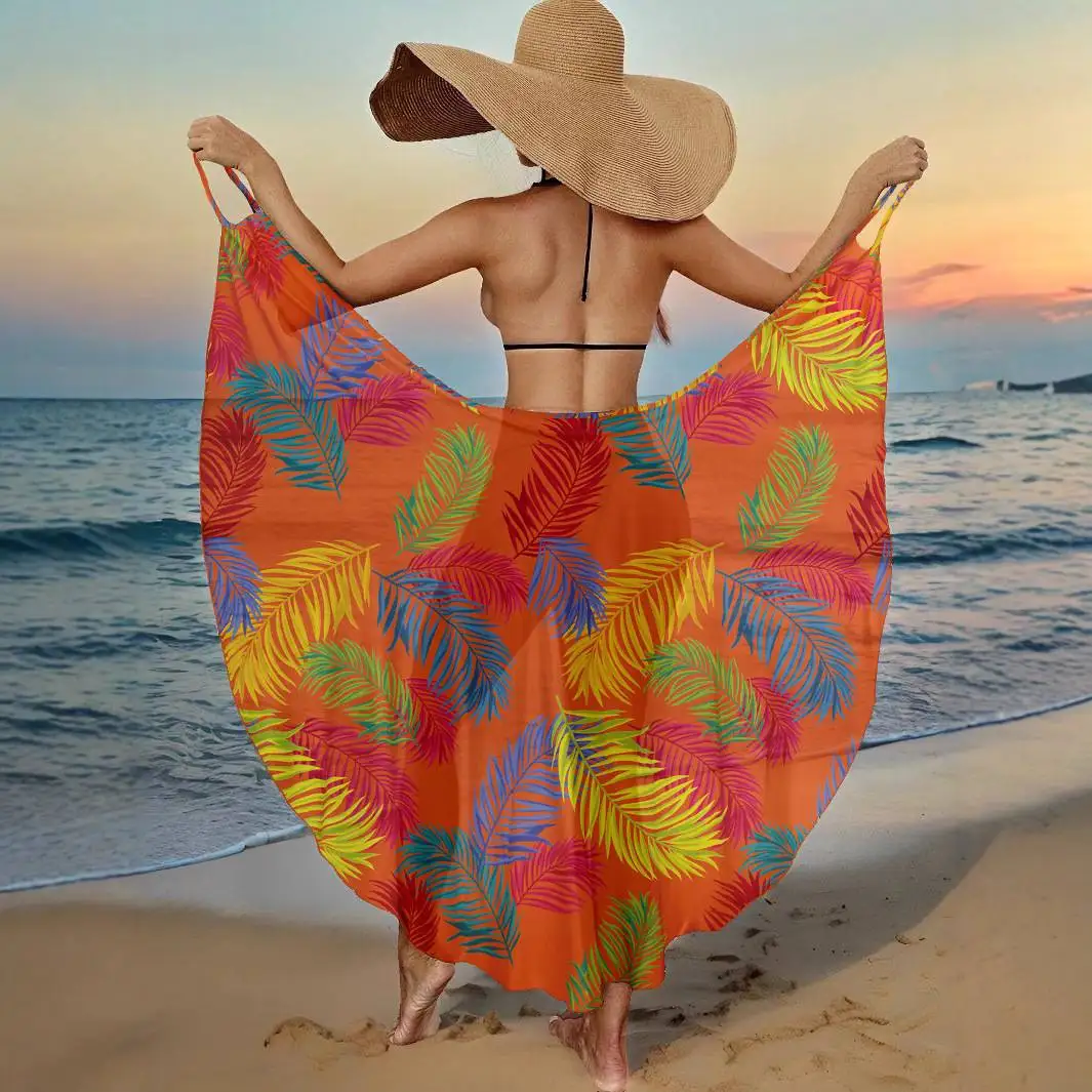 Cikini Beach Vacation Beach Skirt Mesh Printed One Piece Bikini Wrap Skirt