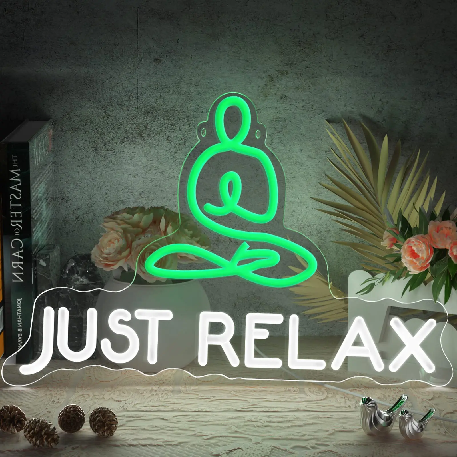 

Just Relax Neon Light Sign for Wall Bedroom Yoga Room Bar Decor Neon Signs Lamp Birthday Wedding Holiday Decoration