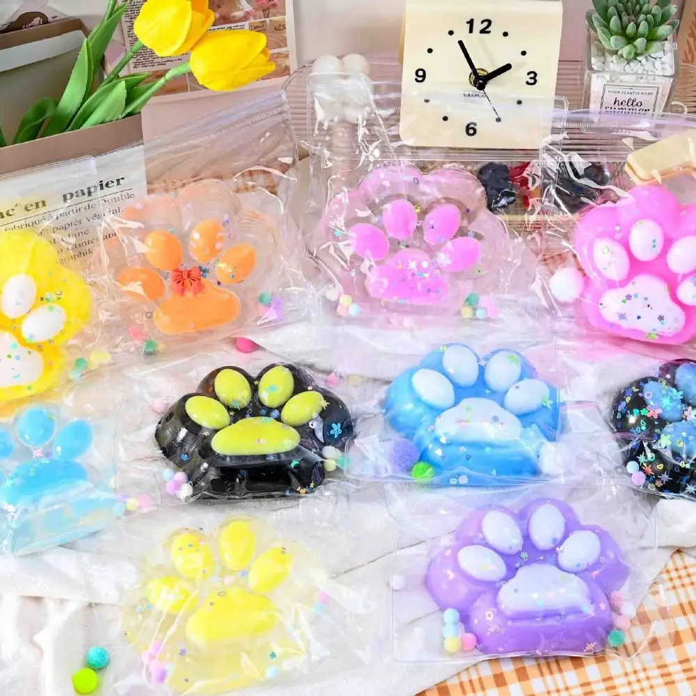 Interesting Super Large Cat Paw Squeeze Toy Plush Cat Paws Soft Cartoon Fidget Toy 3D TPR Cat Paw Pinch Toy Practical Jokes