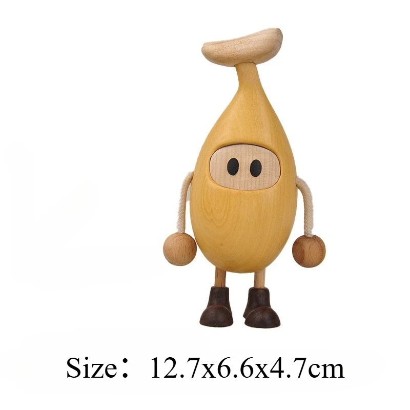 Creative Wood Carved Hand Figure Banana Man Ornament TV Cabinet Wine Cabinet Desk Decoration Home Wooden Craft Miniatures Decor