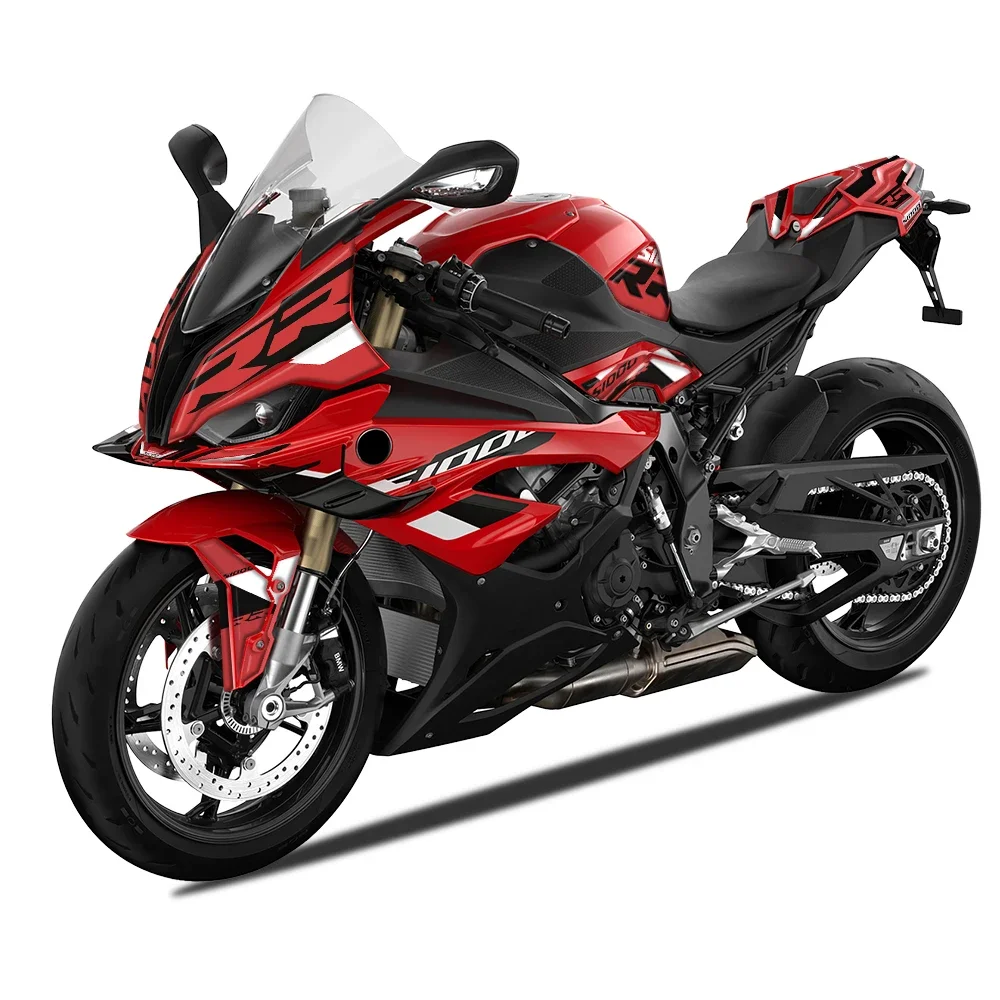 BMW S1000RR 2023 2024 오토바이 프론트 노즈 스포일러 보호대 젤 페인트 보호 데칼 키트, 블랙 및 레드 컬러 구성표