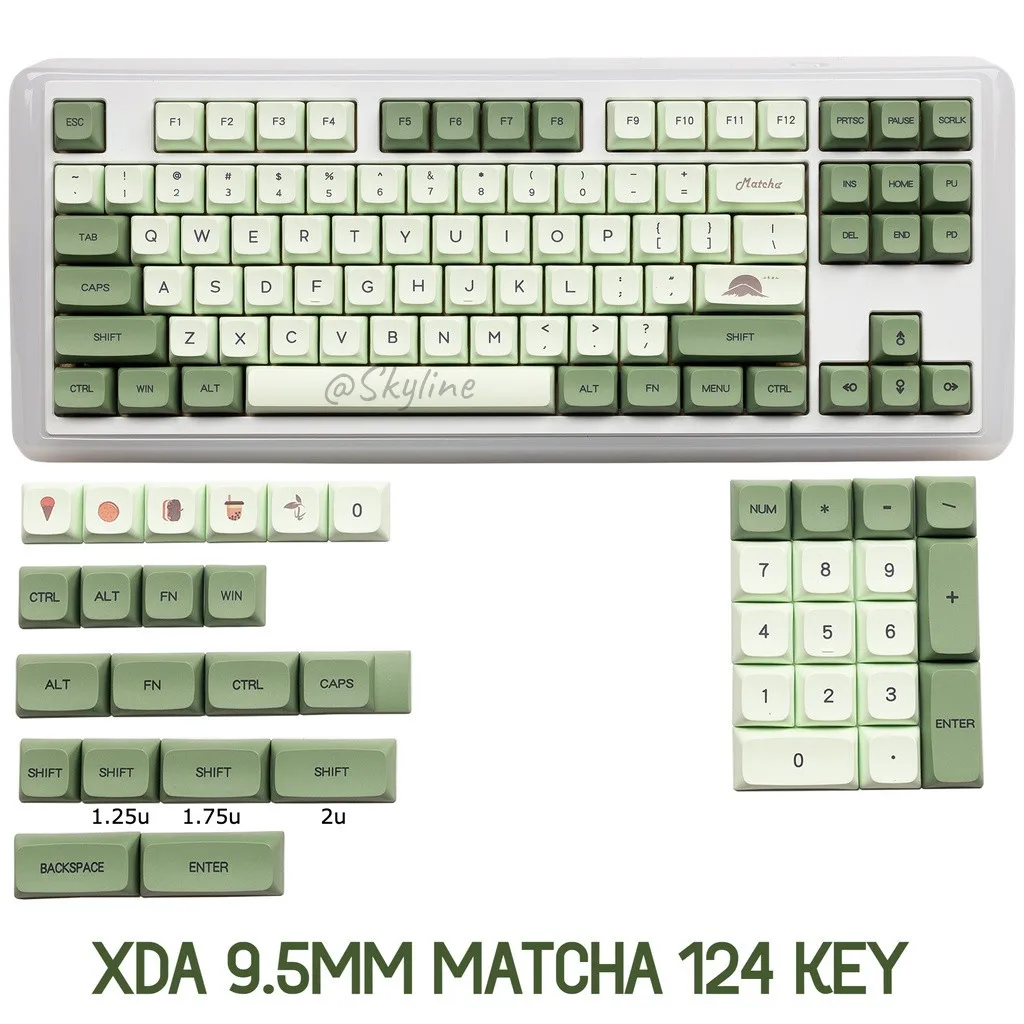 Колпачки для клавиш с 124 клавишами PBT, колпачки для клавиатуры XDA Profile DYE-SUB, английский, японский, маття, персонализированные колпачки для меха...