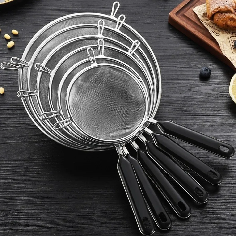 Stainless Steel Food Strainer Colander Easy to Clean 12 14 16 20 22cm Fine Mesh Strainer Rust-Proof Small Matcha Sifter