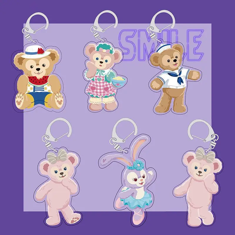 Disney peripherals LinaBell StellaLou Bear Duffy ShellieMay Gelatoni CookieAnn Cartoon Acrylic Keychain School Bag Accessories