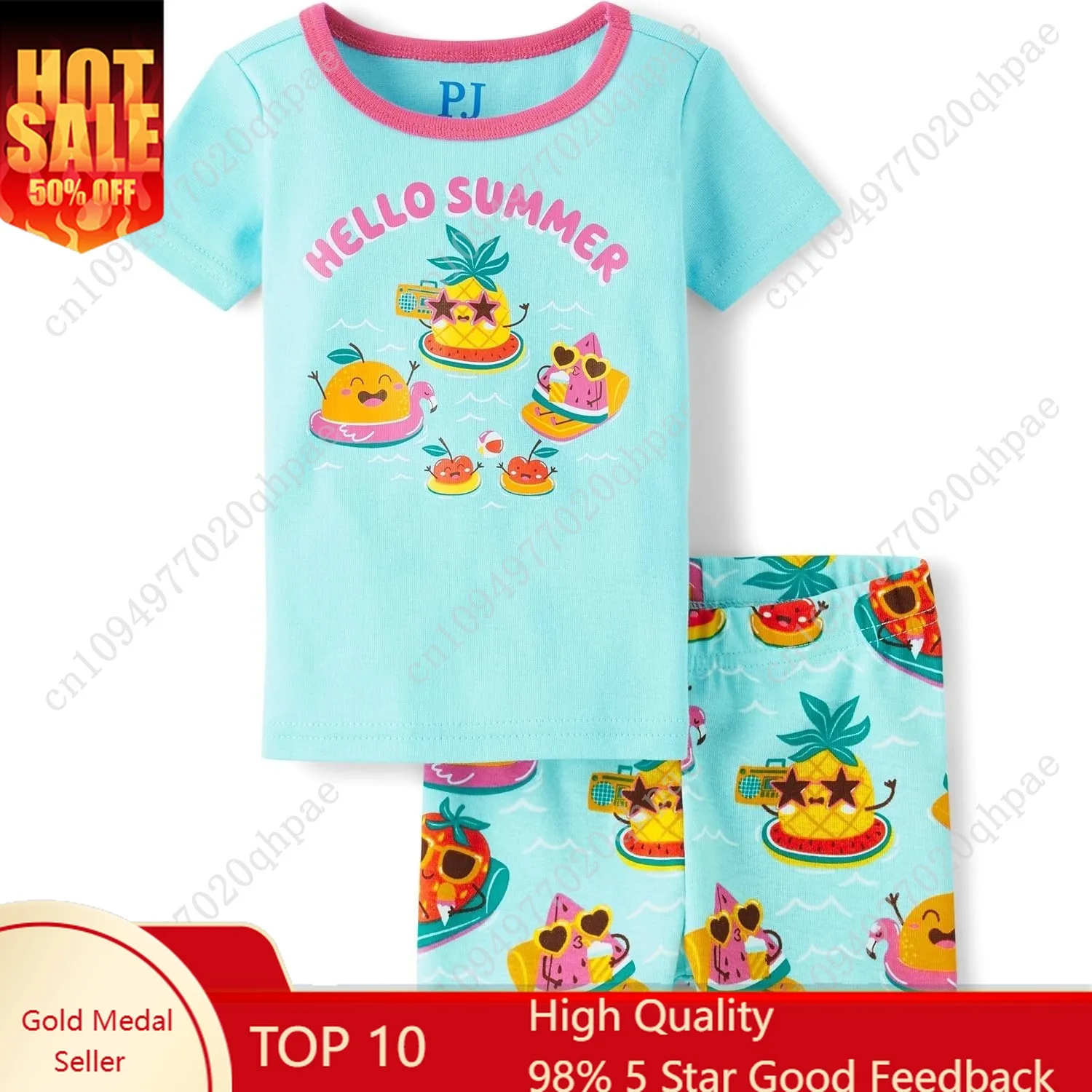 

The Children's Place Baby Girls And Newborn 100% Cotton Short Sleeve Top and Shorts 2 Piece Pajama Set