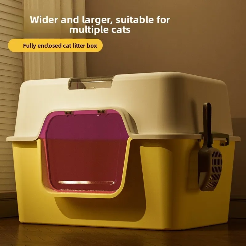 Large Enclosed Cat Liddle Litter Box Odor Control Extra Large Covered Cat Toilet Spill Proof Privacy Pad Cat Litter Box Pet Cat