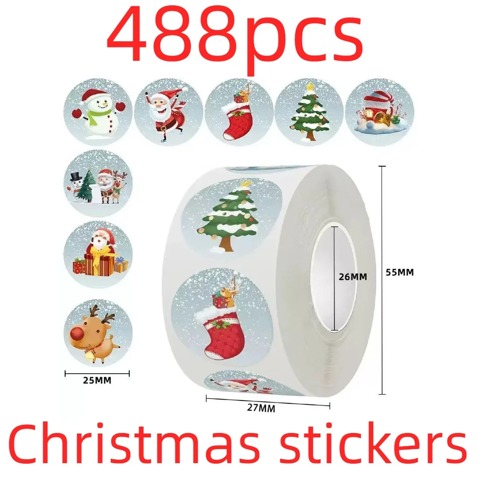 

488pcs Christmas Series Stickers, Shimmery Snow Globes, Great for Journal Accents, Phone Cases & Gift Wrapping, Bright Colors