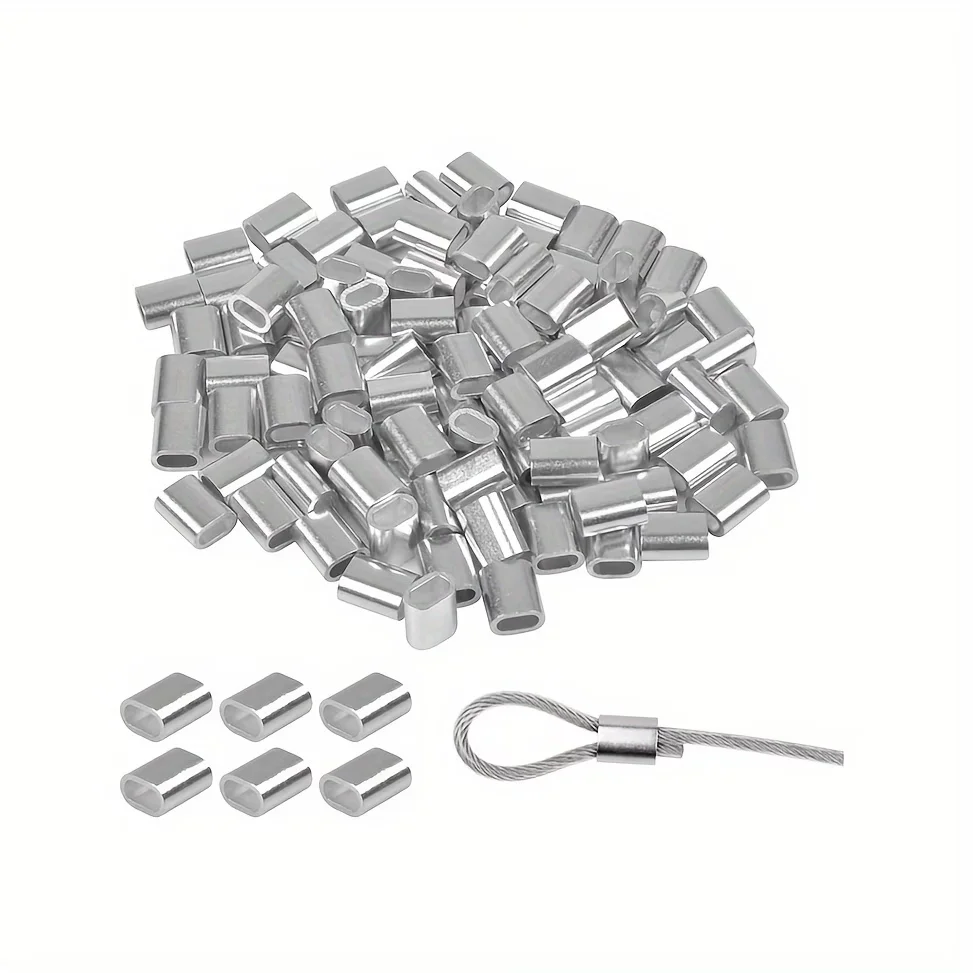 30Pcs Oval Wire Rope Ferrules, Durable Ferrule Sleeves for Wire Rope Secure Connection, Industrial Cable Hardware