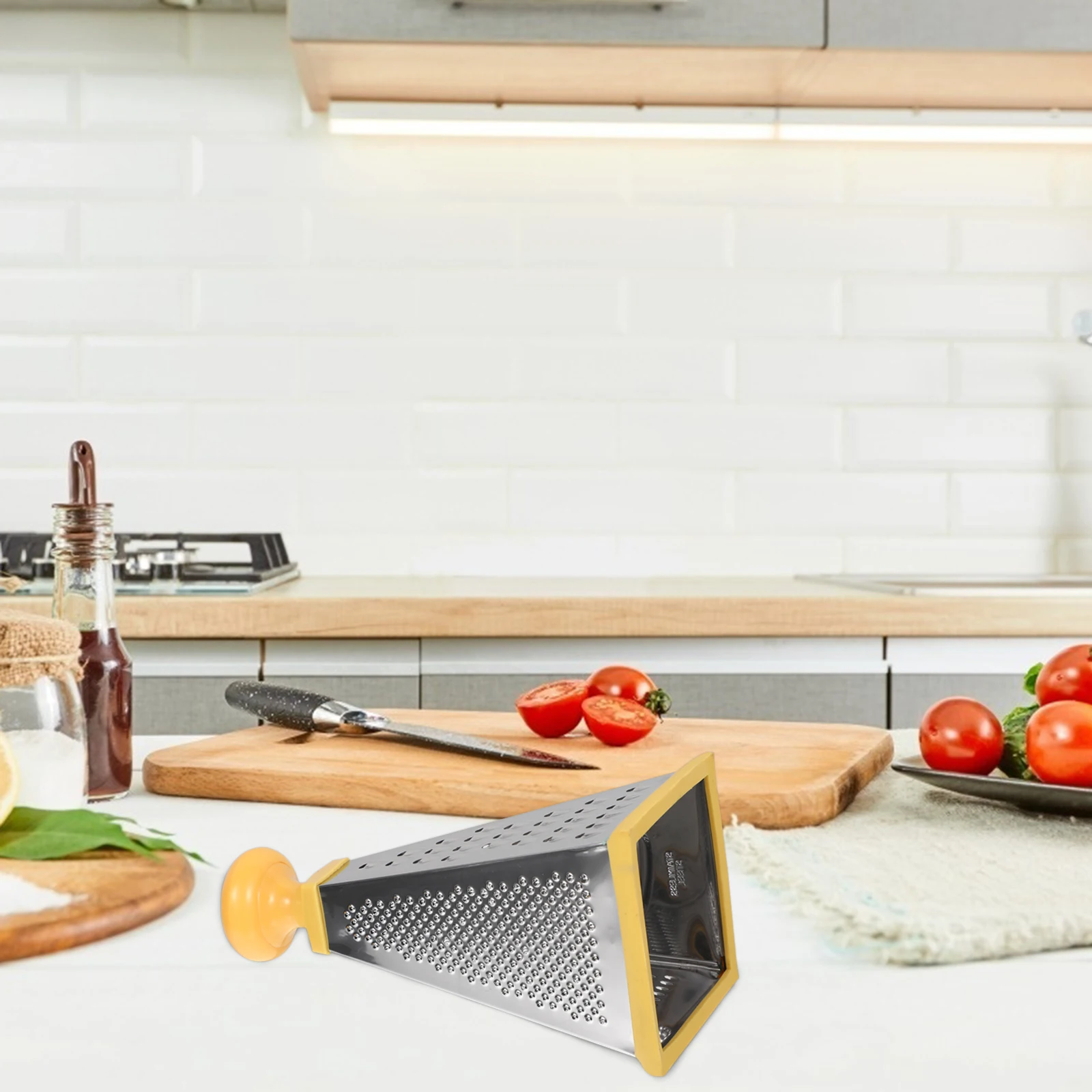 

4 Sides Stainless Steel Multifunctional Kitchen Grater Vegetable Slicer Box Grater Silicone Handle Multipurpose Kitchen Tool