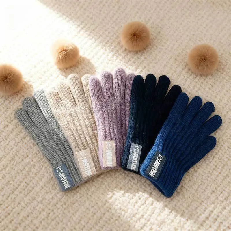 Korean Children's Colorful Warm Knitted Gloves for Boys and Girls Simple Solid Color Wool Knitted Gloves for Autumn Winter Glove
