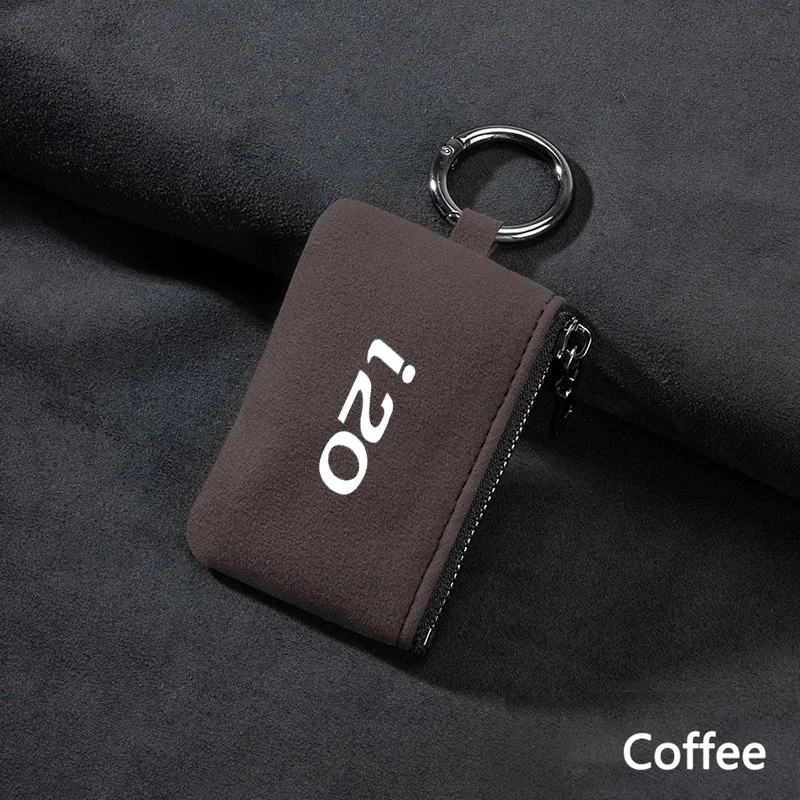 Suede Leather Car Emblem Wallet Key Case Coin Purse For I20 Hyundai Creta IX35 I30 IX25 Tucson Santa Fe Elantra Azera Kona Coupe