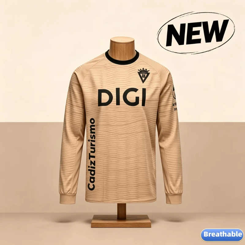 Spain Cadiz CF Long Sleeve Football Jersey, Family Kids Tees, Y2K Fashion Popular Tops, Unisex Men Soccer Jersey, Quick Dry 26