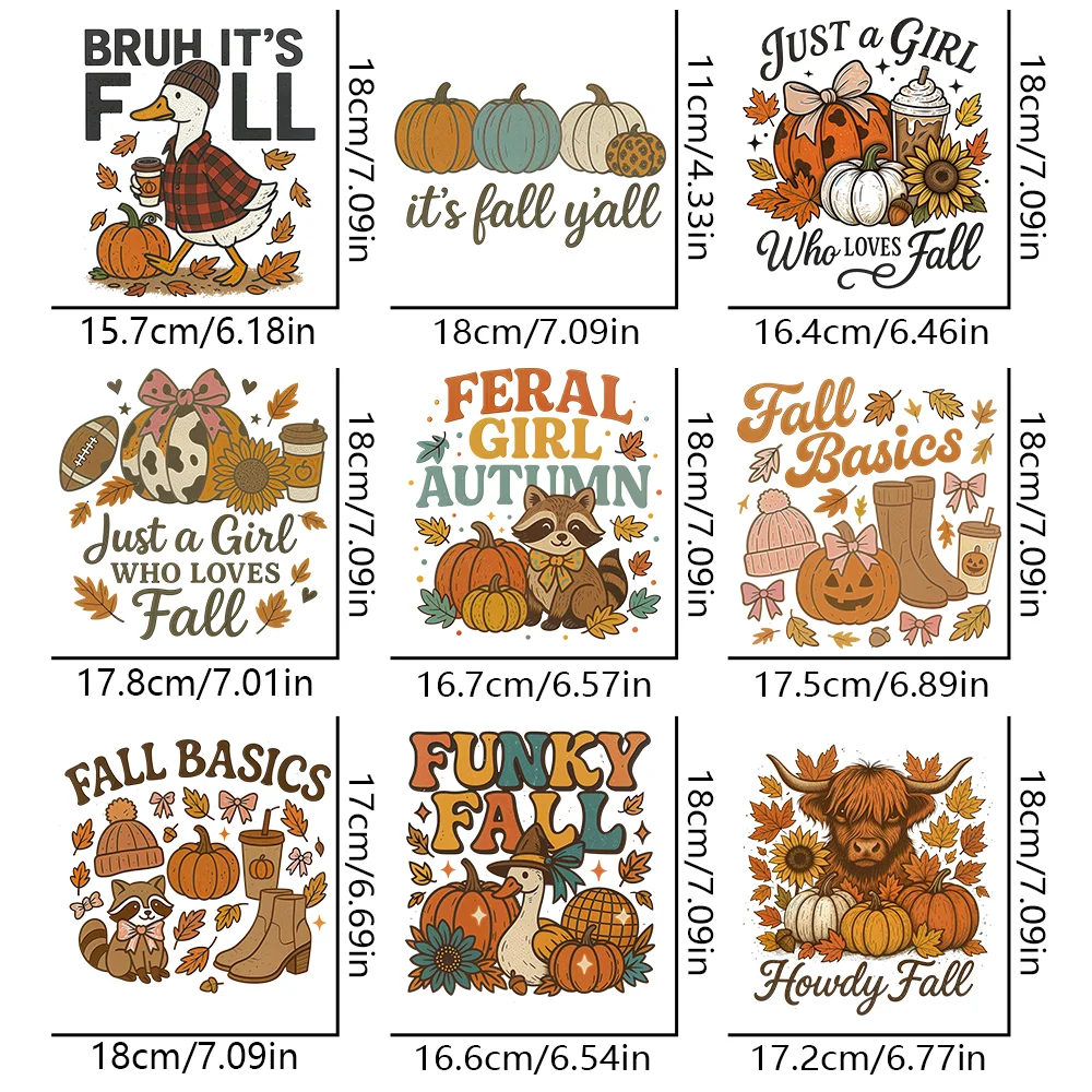 9 قطعة موضوع الخريف الشكر نمط نقل الحرارة الشارات مناسبة لمشاريع DIY على الملابس والقمصان والأقنعة وحقائب الظهر