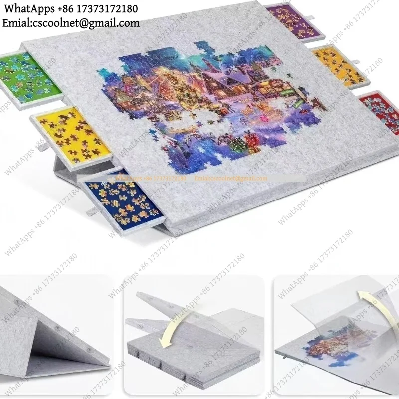 JS03 2000 Pieces Felt Puzzle Mat, Foldable Anti-Slip Puzzle Board, Portable & Easy To Store