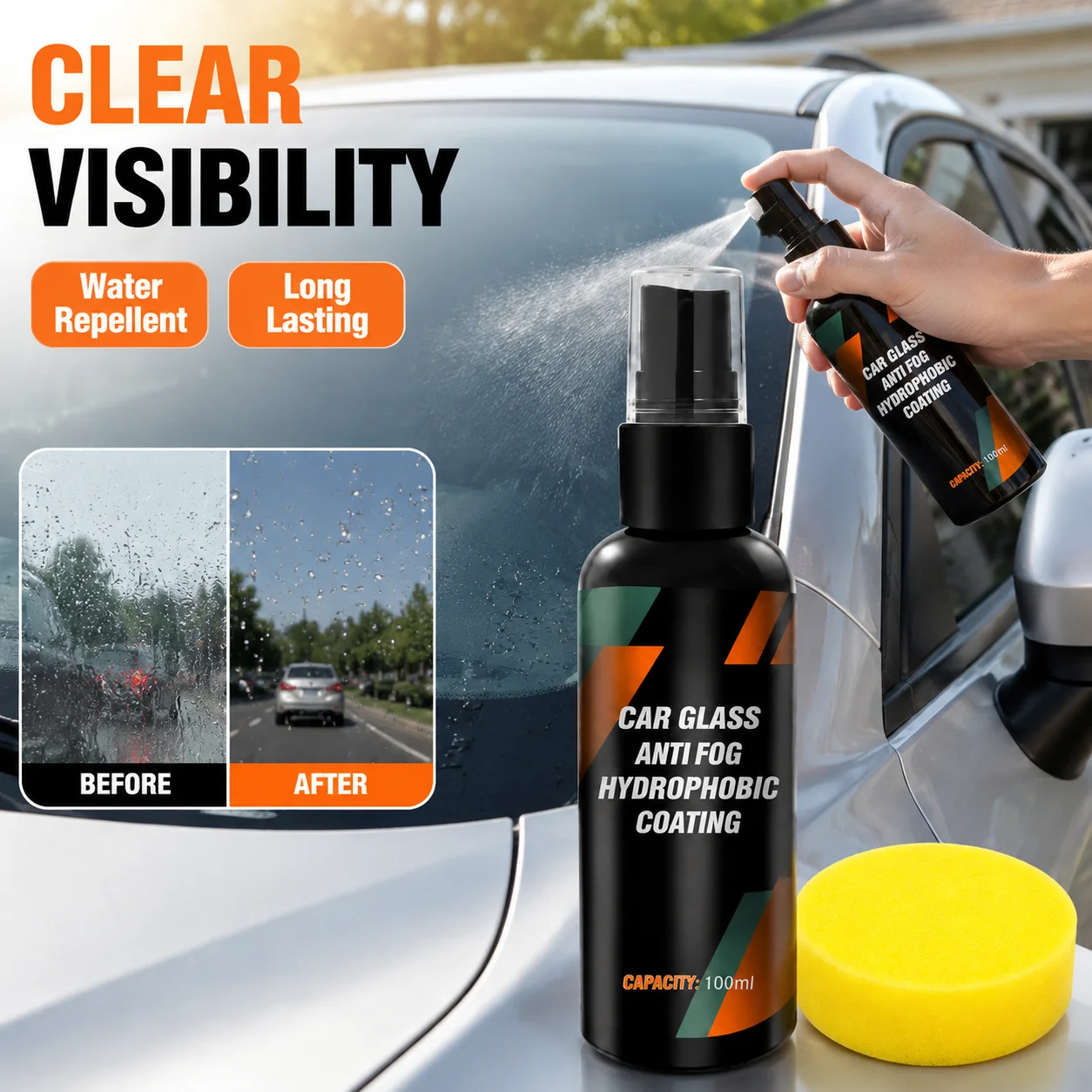 Plastic Restorer Spray Restore Faded Trim Back‑to‑Black Effect Long‑Lasting Coating for Car Exterior Plastic Parts