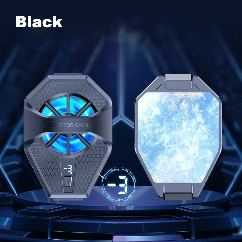 

AL21 Mobile Phone Semiconductor Back-clip 3 Gears Adjustable Cooling Radiator with Temperature Digital Display PUBG Game Cooler