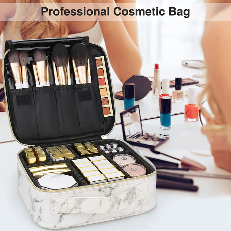 New Makeup Bag for Women Travel Waterproof Oxford Cloth Necessary Beauty Brush Embroidery Tool Storage Cosmetic Case