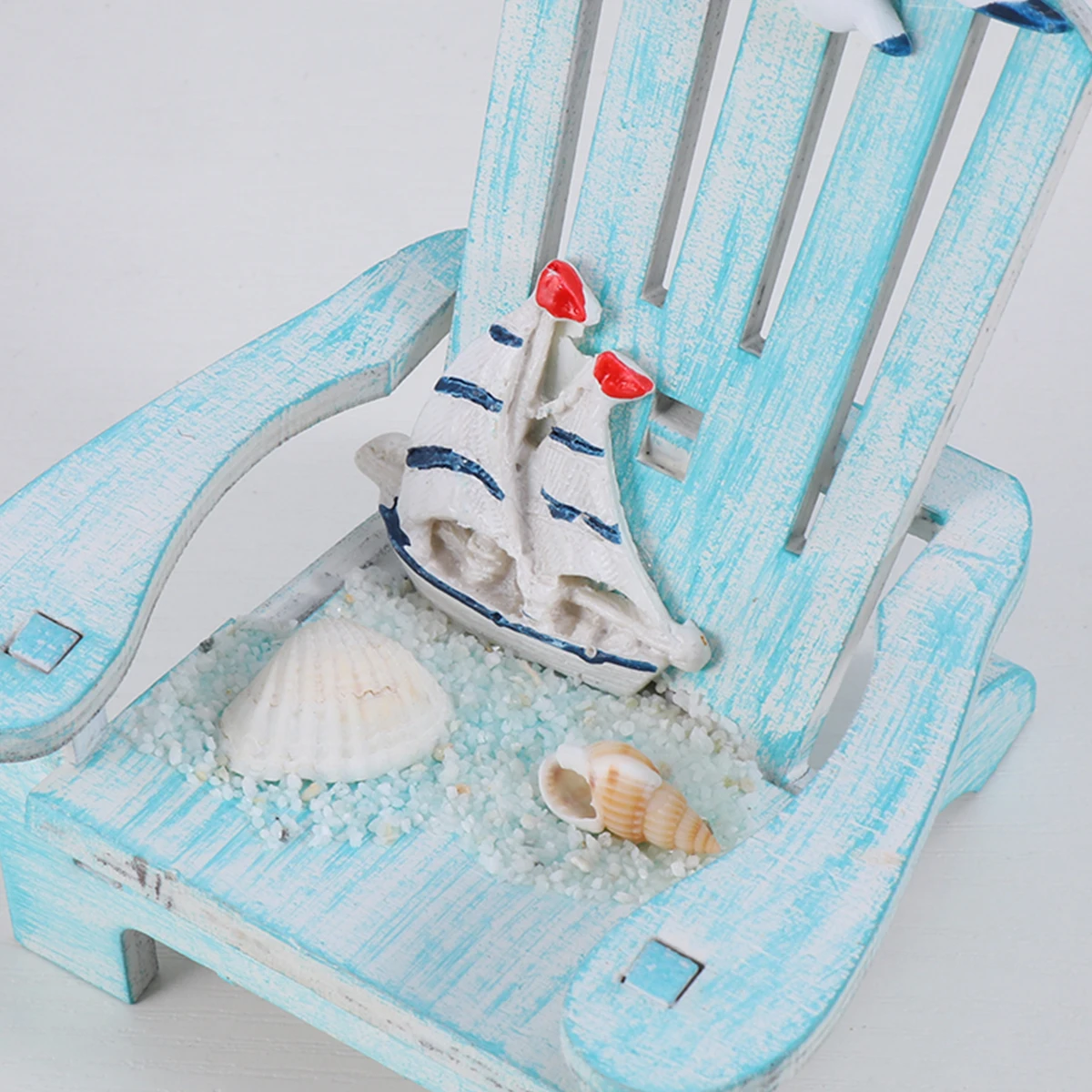 

Mini Wooden Chair Decoration Craft Beach Theme Sailboat Model Ornament Home Office Bedroom Desktop Party Photo Prop Gift