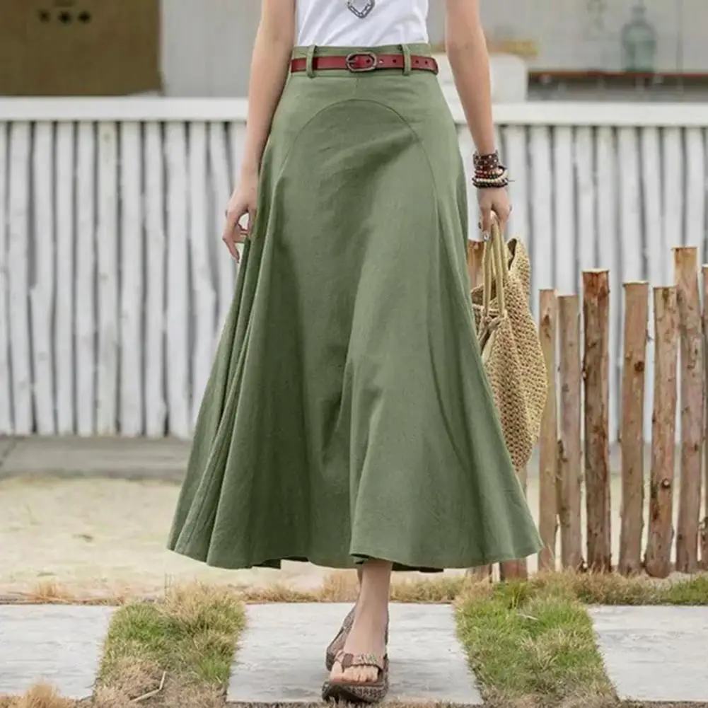 Women's Fashion 2023 Flowing Satin Midi Skirt Women Vintage Elastic High Waist Flared hem High Street Female Skirt