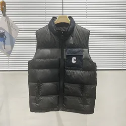 Chaqueta de plumón con cuello de costura gruesa para hombre, chaleco de invierno, novedad de 2023