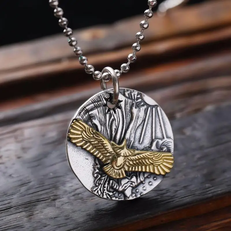 Fashion Classic Domineering Wings Eagle Pendant Necklace for Men Trendy Punk Locomotive Party Street Jewelry Gift