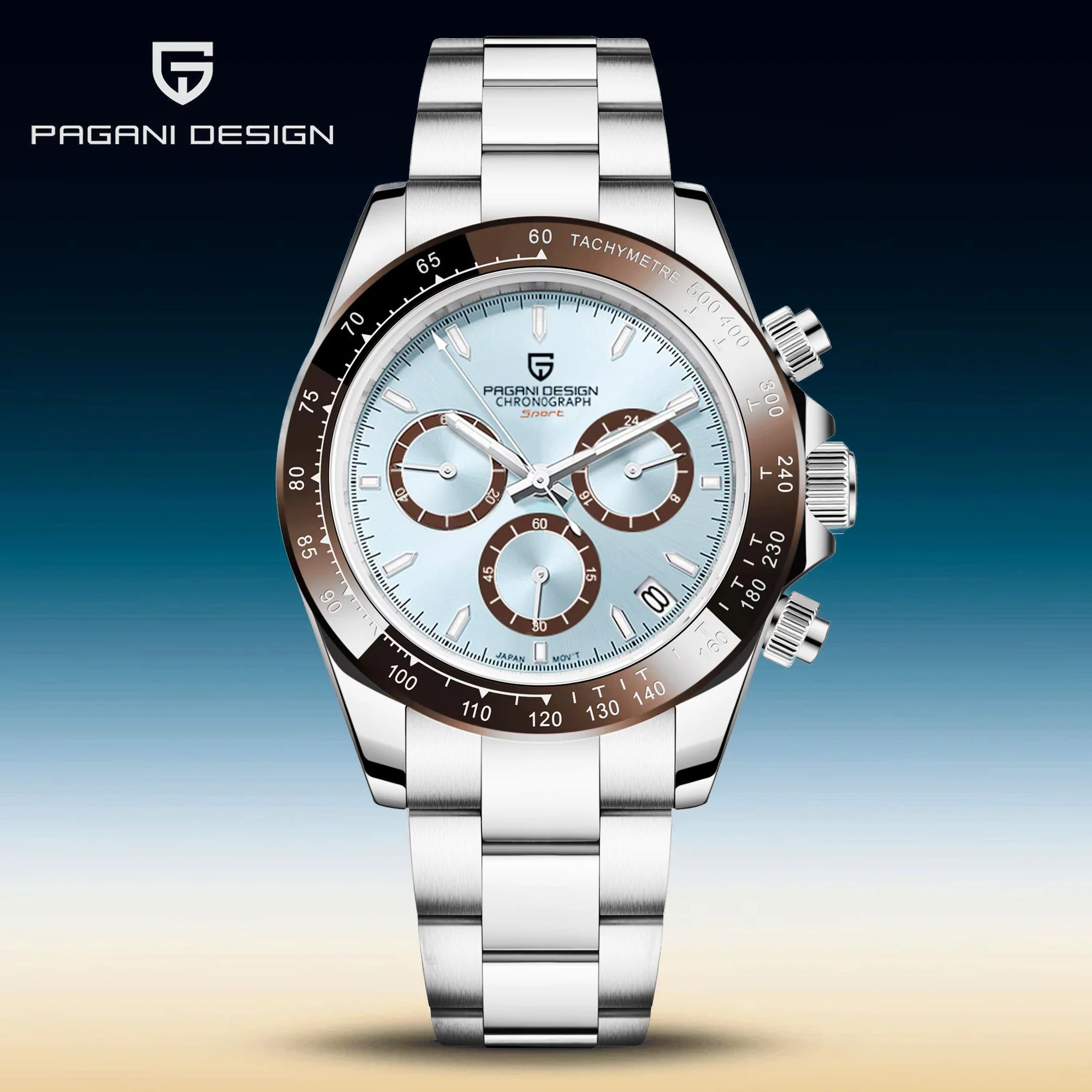 ساعة رجالي PAGANI DESIGN جديد فاخر كرونوغراف ساعات كوارتز للرجل ساعات رياضية الياقوت مرآة ساعة الفولاذ المقاوم للصدأ