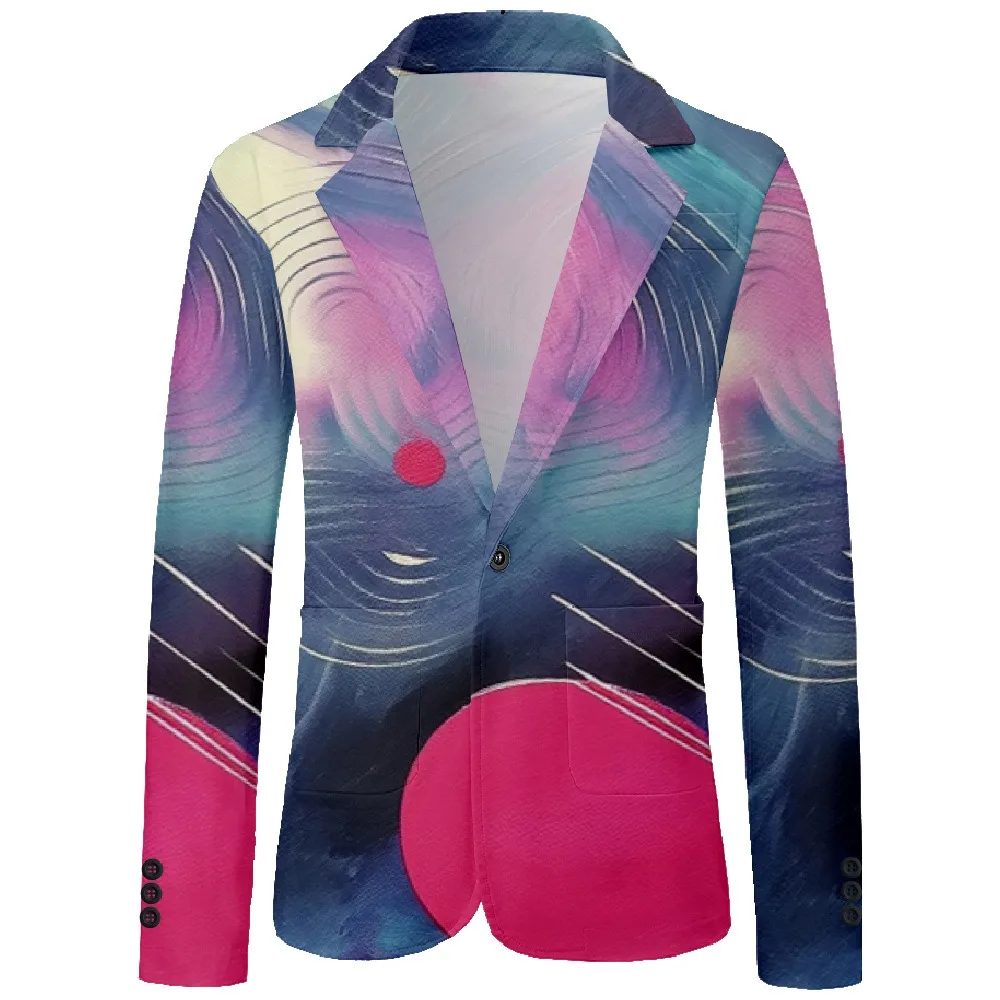 Mens Blazer Christmas Snowflake Printed One Buttons Vintage Casual Coat Business Office Party Jacket Slim Fit Blazers Outfit Men