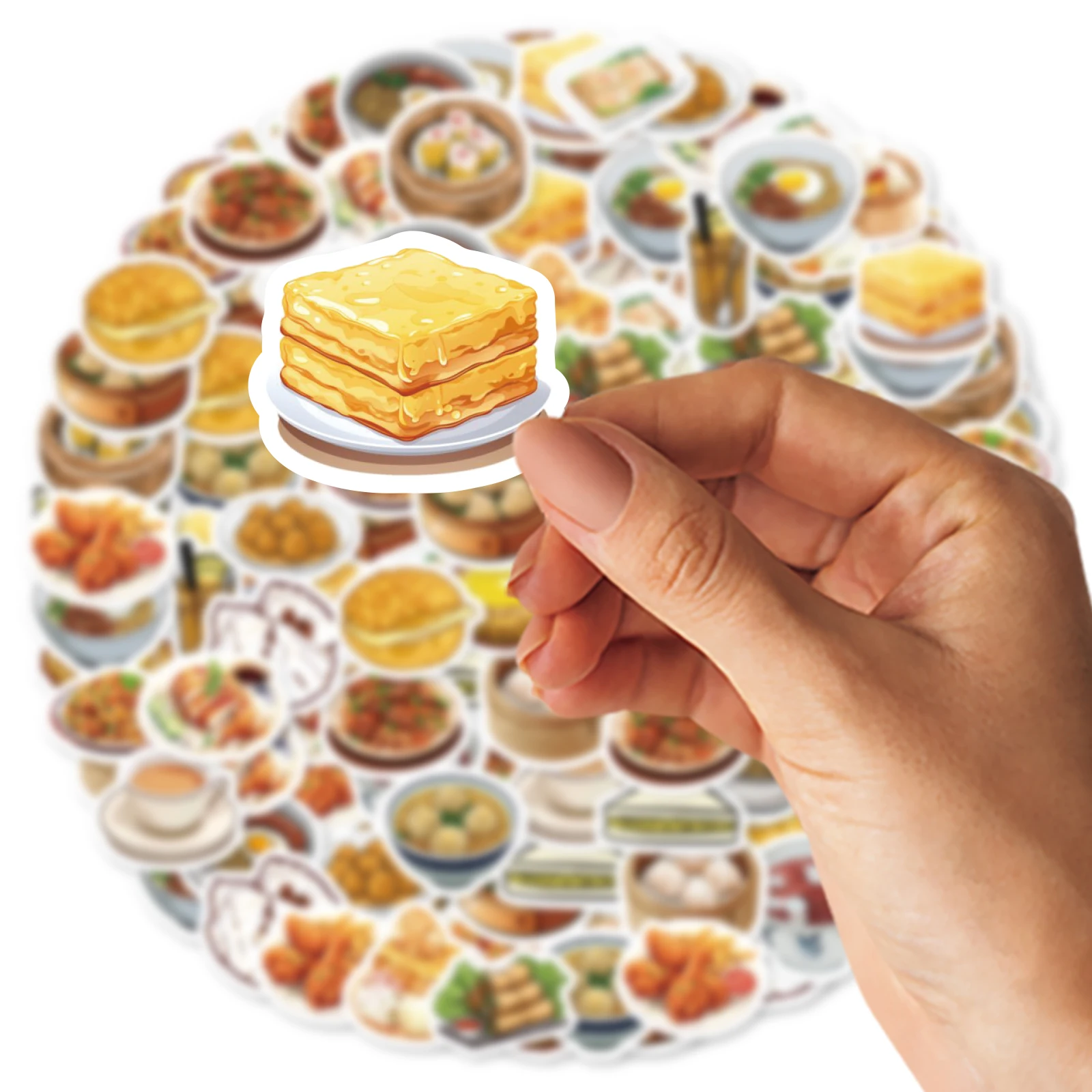 46pcs Barbecued Pork Bun, Chicken Ieg, Egg Tart Food Theme Stickers Decorated Notebook Water Bottle Diary Classic Toy Decal