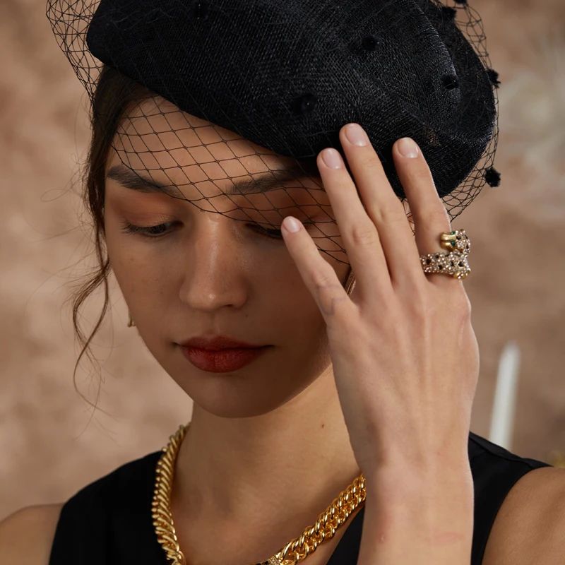 

Vintage Leopard Rings Rhinestones Luxury Quality Jewelry Woman Party Outfits Antique Gold Color Open Retro Wedding Accessories