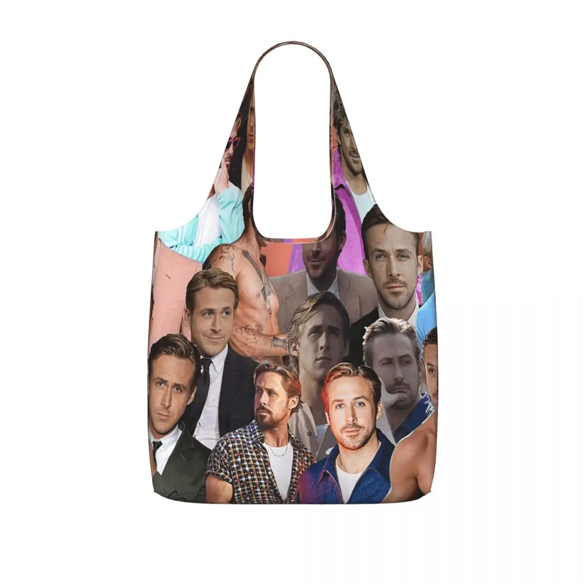 Ryan Gosling Photo Collage Shopping Tote Bag Canvas Large Capacity Shoulder Bags Shopper Grocery Handbag for Women