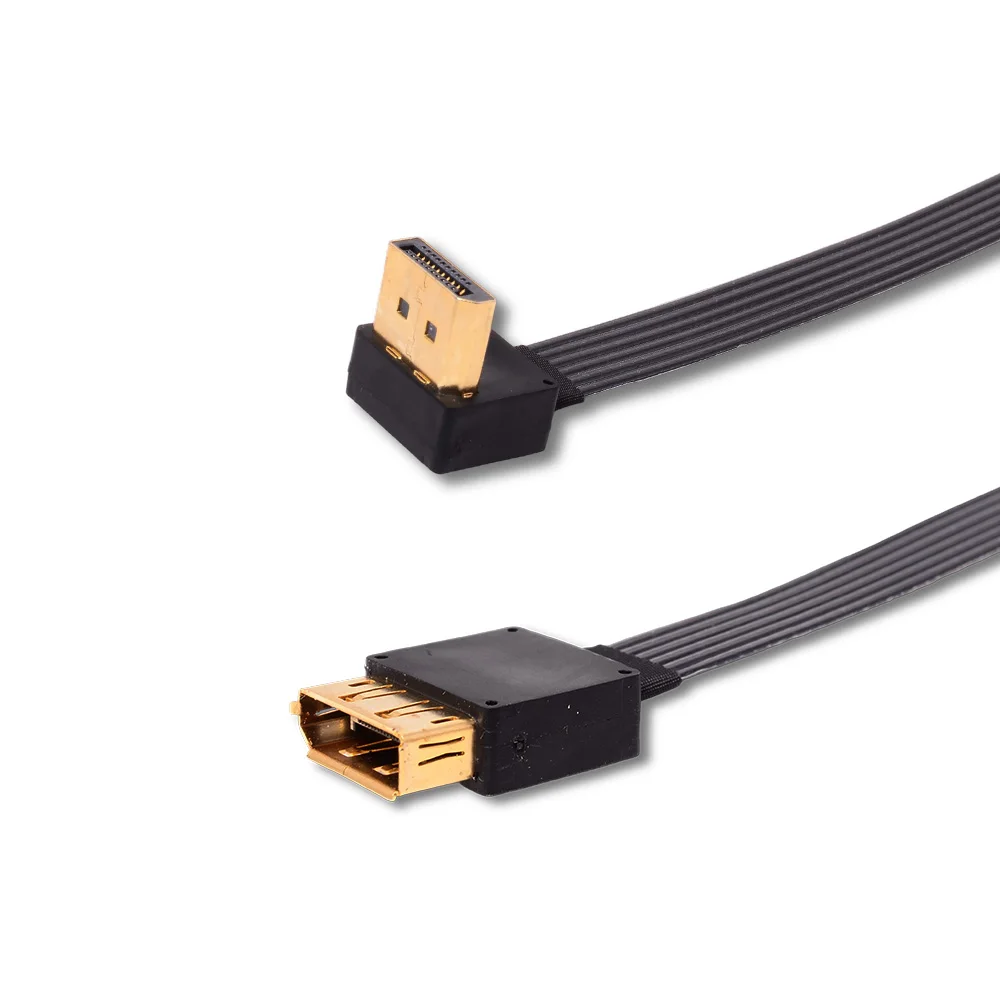 DisplayPort DP maschio sinistro, destro, su e giù, angolo di 90 gradi a presa femmina, cavo di prolunga per montaggio a pannello, 5-3 m, personalizzato