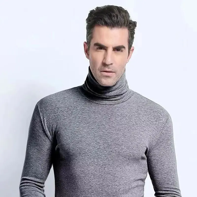 

Новая мужская модная футболка, тонкие топы, мужская эластичная футболка, водолазка, футболки с длинным рукавом, мужские футболки с высоким воротником