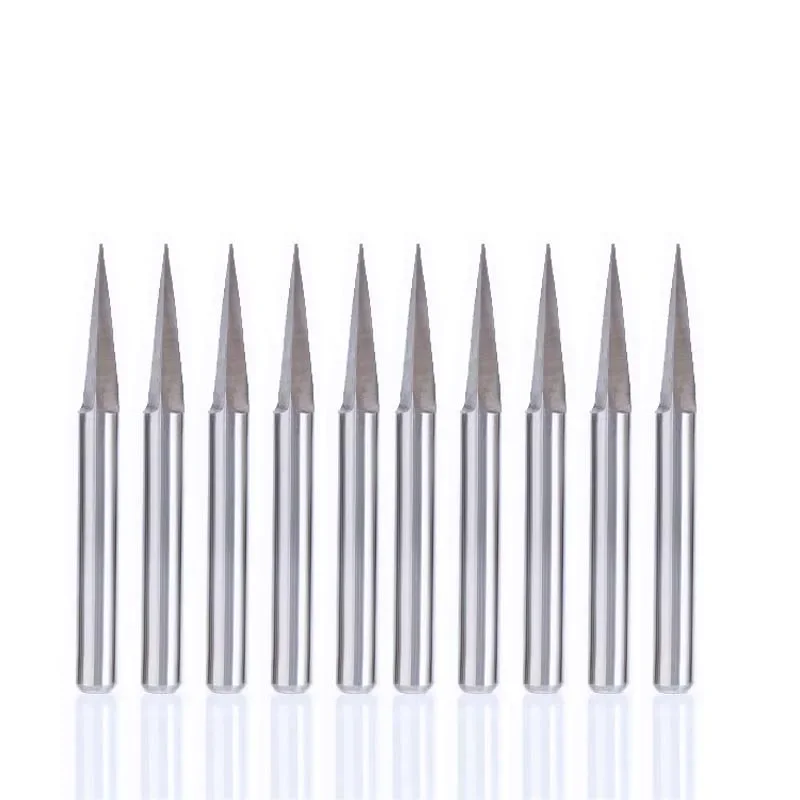 

10pcs 15° 0.2mm Carbide Steel CNC Engraving Bits - Triangular Pyramid Router Bits for Metal/Wood