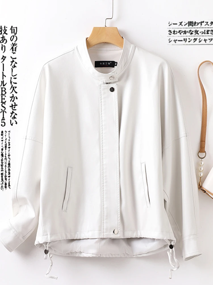 本革ジャケット レディース カジュアル ブラック ルーズジッパーデザイン シープスキンコート 20代と30代の若い女性向け