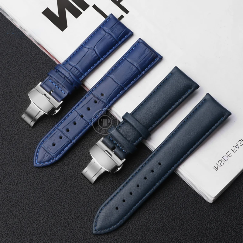 Blue strap for men and women 12mm 14mm 16mm 18mm 20mm 22mm For Casio Tissot Longines Omega Seiko leather strap blue black brown